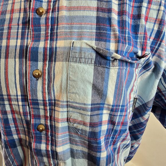 Columbia Shirt Mens 2XL Blue Button Up Plaid Regular Fit Pocket Outdoors Casual - Picture 3 of 8